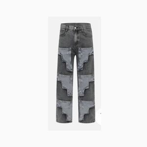 Denim Pants With Puffed Denim Details